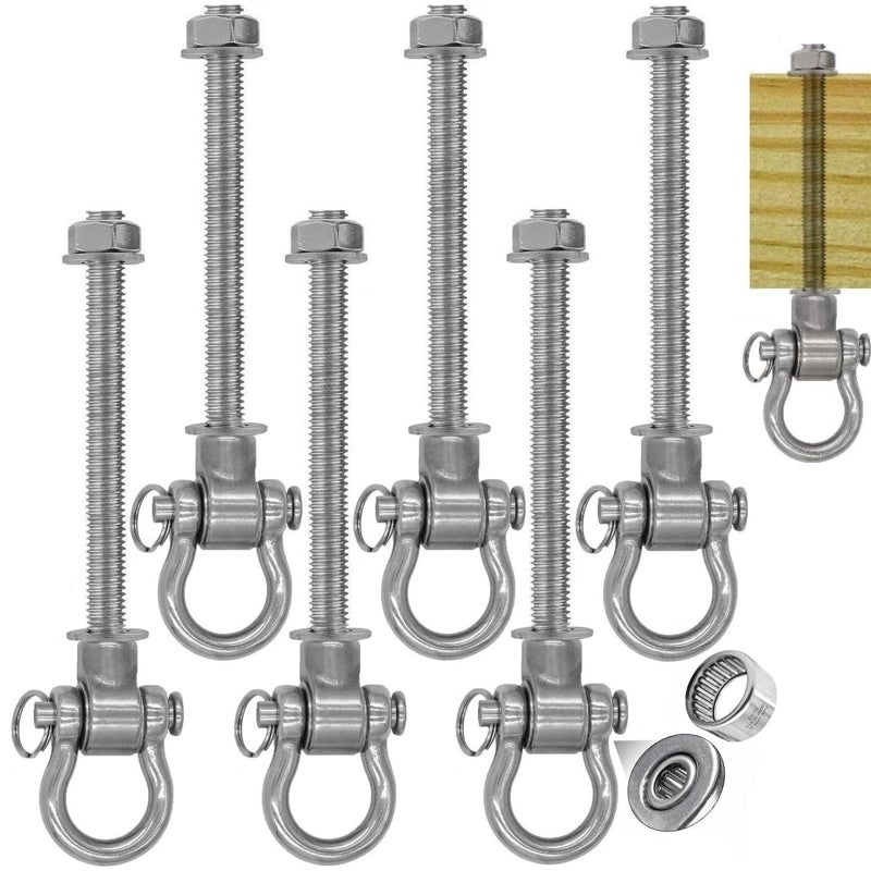 Dakzhou Set of 6 Permanent AntiRust Heavy Duty Swing Hangers 180 Bearing Swing 1500 LB Capacity sandbag Yoga Swing Hammock Chair 11"" - Image 1